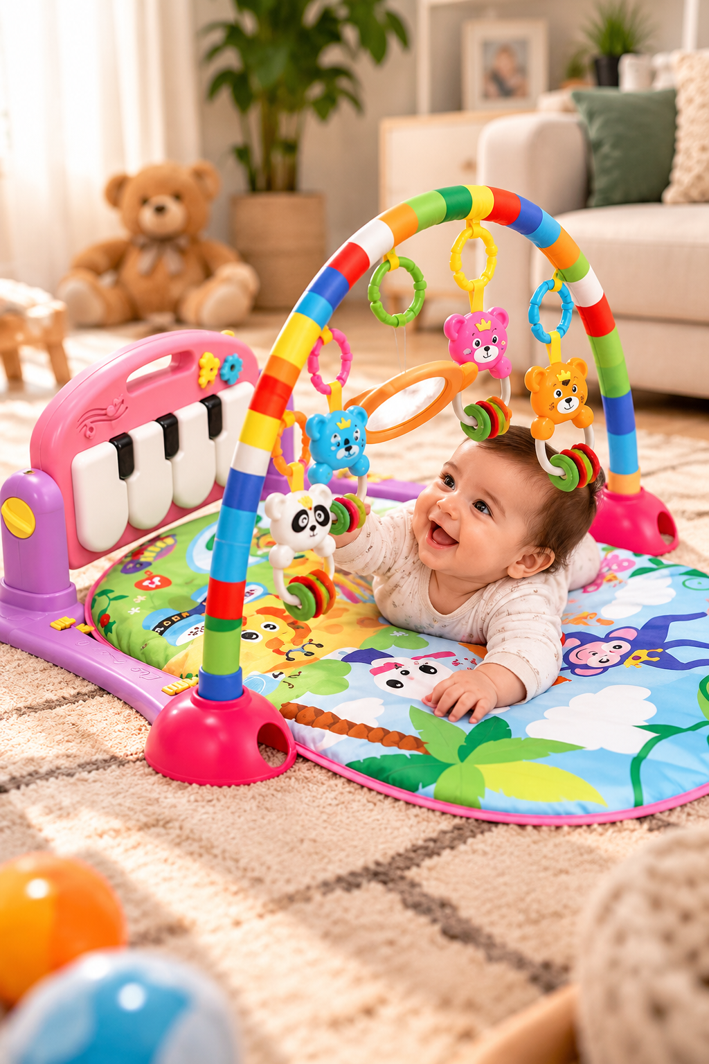 Baby using activity gym